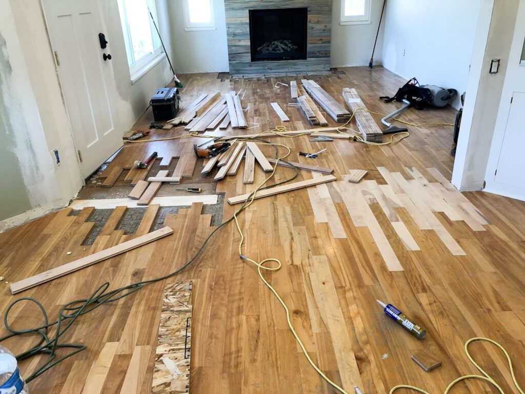 Hardwood floors getting laced with professionals Euro Hardwood Flooring. 